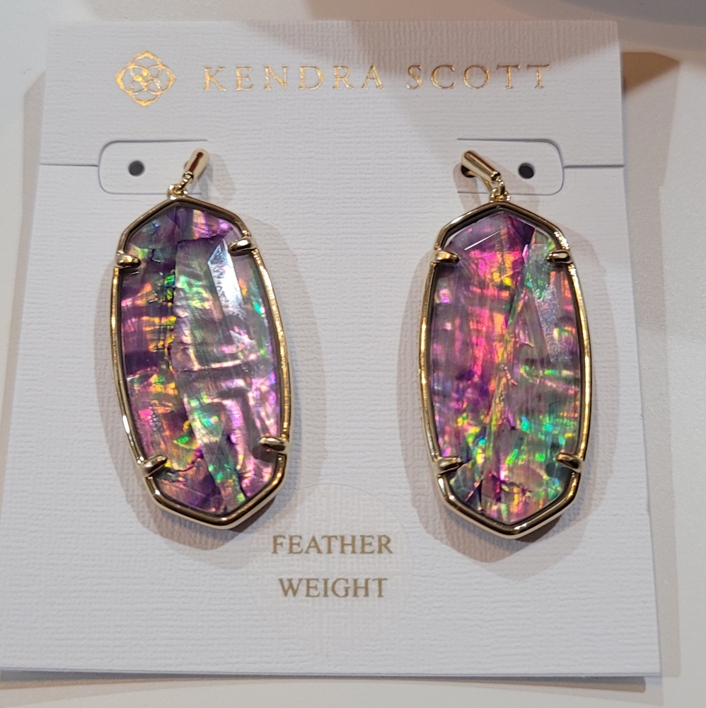 NWT KENDRA SCOTT FACETED ELLE EARRINGS GOLD PURPLE MULTICOLOR